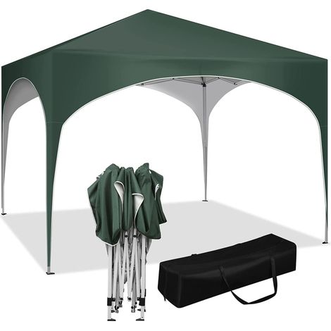 WOLTU Gazebo da Giardino Richiudibile 3x3m Gazebo da Esterno in Ferro Regolabile in Altezza Tendone con Soffitto Semicircolare Pieghevole Protezione Solare. Tende per eventi Facile da Montare Verde