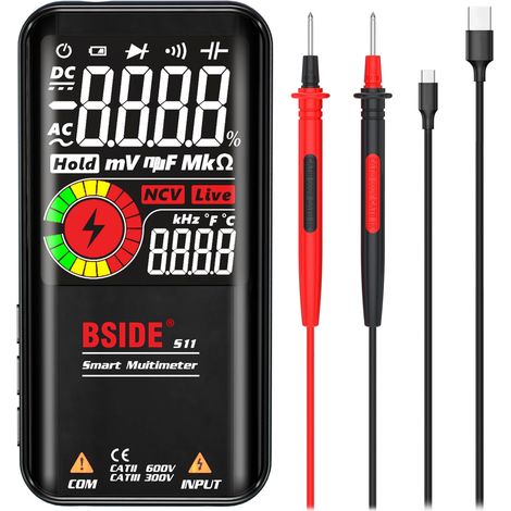 Multimètre numérique rechargeable Grand LCD 3 résultats Multimètre Digital intelligent 9999 comptes Testeur automatique professionnel Tension Ohm Hz Diode (1/5)