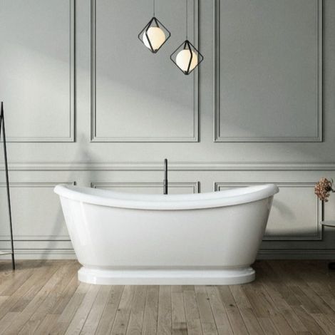 Baignoire îlot rétro ovale blanche 177 cm – Matériau Resicryl® – Renforcement fibre de verre – Design néo-rétro élégant – Rogier&Mothes