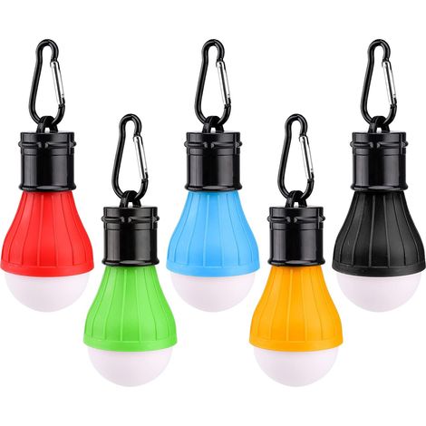 Lot de 5 lampes de camping LED avec mousquetons, mini lanternes de camping portables, 3 niveaux d'éclairage. (1/5)