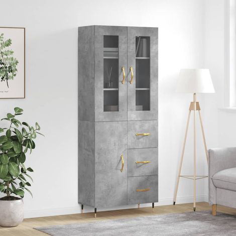 Highboard Betongrau 69,5x34x180 cm Holzwerkstoff