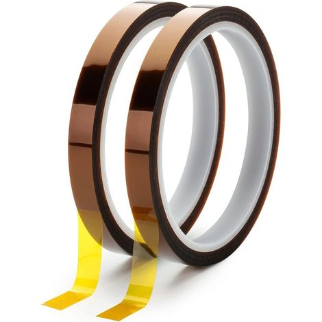 Hitzebeständiges Klebeband, 2 Stück, 15 mm x 33 m, Hochtemperatur-Klebeband, Heizklebeband, Isolierband, beige, für Sublimationspressen und 3D-Drucker (1/5)