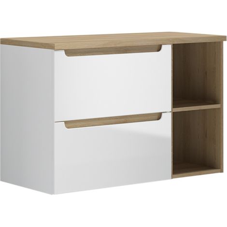 Mueble bajo lavabo 90cm 2 compartimientos Livia Blanco y Madera