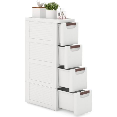 Goplus – Armoire de rangement étroite à roulettes – Chariot en plastique PP avec 4 tiroirs – Dimensions 42x19x74cm – Idéal pour espaces restreints (1/5)