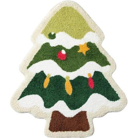 Tapis de bain sapin de Noël pour salon, tapis vert absorbant et lavable, tapis de douche antidérapant, tapis de porte de Noël doux, épais et durable pour la baignoire, décoration de Noël B (4060cm) (1/5)