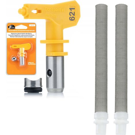 Boquilla Rosfix Ultra Spray para pintar Modelo 621 + 2X Filtro de dedos de malla 60 blanco para unidad de pintura 1 ud.
