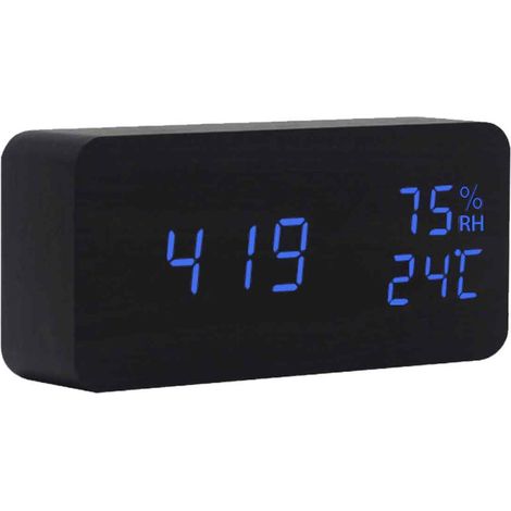 1 Réveil, commande vocale, affichage LED, bois, humidité, bureau (1/5)