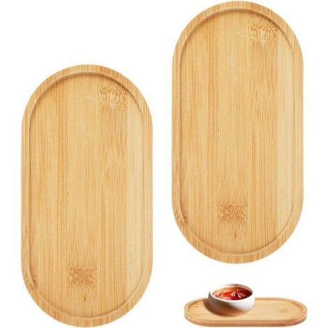 Plateau - Bambou - Ovale - 19,5 x 15 x 2 cm - Pour Cuisine et Service - 1 Pièce (1/5)