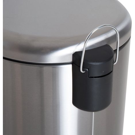 Poubelle à pédale 30L inox, seau intérieur, couvercle rabattable, hygiénique, argenté, pour cuisine et salle de bain (1/5)