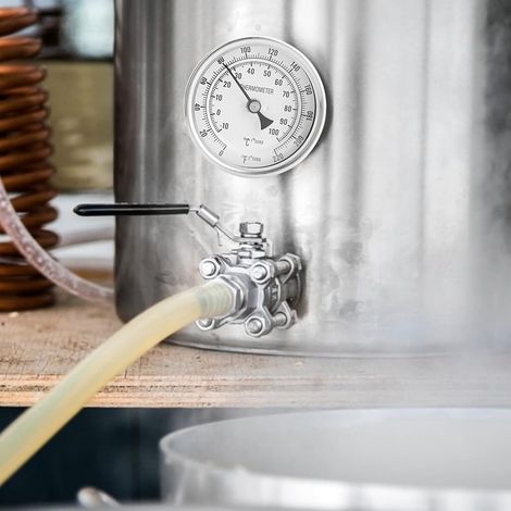 Thermomètre bière bi-métal 1/2" MNPT, 0-220°F, pour bouilloire (1/5)