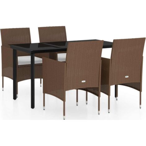 Maison Exclusive - Set da Pranzo da Giardino 5 pz con Cuscini Marrone e Nero (1/5)
