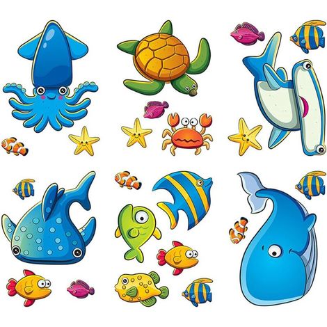 Non-Slip Bathtub Stickers, Shower, Ocean Elements, Cartoon Stickers for Bathtub and Bathroom, Family, Baby and Kids, 24 Pack, No More Slipping MUMU (1/4)