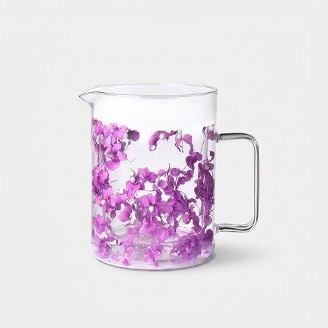 Brocca in vetro decorata 1 litro Flowers Pearls - Lilla (1/2)