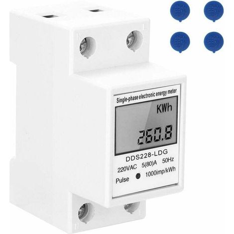 XEPHO Compteur d'Énergie Électrique Monophasé aveécran LCD - Rail DIN 35mm - Multicolore (sans rétroéclairage) (1/4)