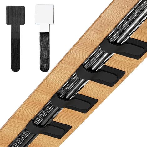 100 Noir Autocollant Attache Cable Adhésif Puissant Cable Management pour Bureaux et Téléviseurs et Câbles et Lanternes Bande Organisée (1/5)