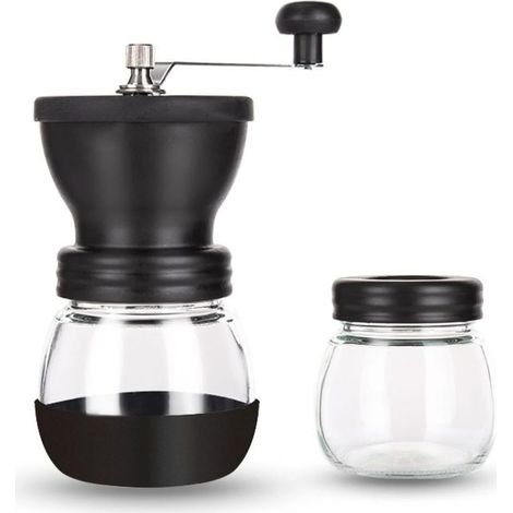 Moulin à café manuel en verre avec mouture réglable pour expresso, cafetière à piston et café filtre, idéal pour la maison, le bureau et les voyages.-AquaForge (1/2)