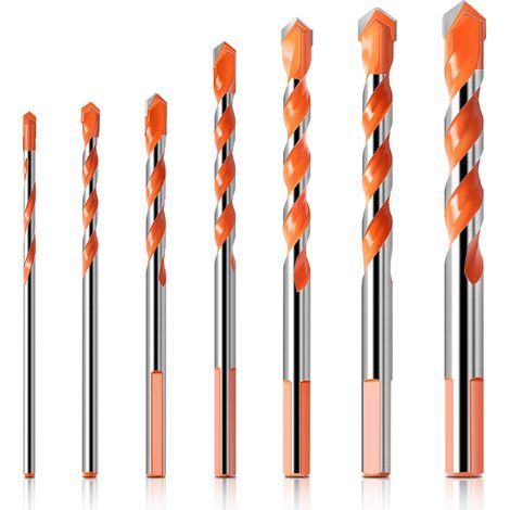 7 Pièces Foret Diamant Carrelage Ø 3-12 mm Forets Hélicoïdaux en Foret à Verre Mèche à Carrelage avec Tige Hexagonale pour Verre,Métal,Briquep (1/5)