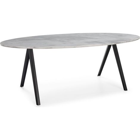 Mesa Comedor 200X100X75 Marmol Blanco/Metal Negro (1/5)