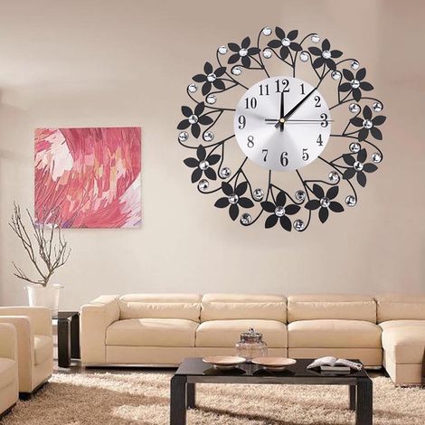 Horloge Murale Métallique Moderne Silencieuse - Décoration Bureau et Salon Cristal (1/5)