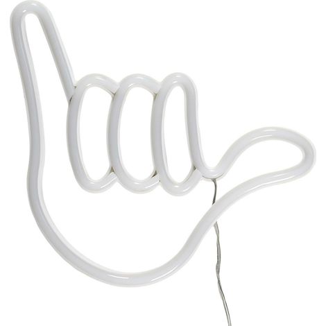 Lampe LED néon blanche en forme de main avec port USB (1/4)