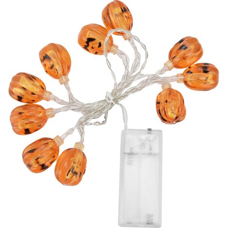 Guirlande lumineuse citrouille à 10 LED, fonctionne à piles, lampe décorative pour Halloween, idéale pour la maison, le jardin ou les fêtes. (1/5)