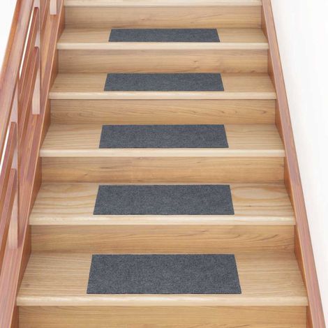 Felpudos autoadhesivos para escaleras, 30 unidades, 60 x 25 cm, gris claro, rectangulares vidaXL
