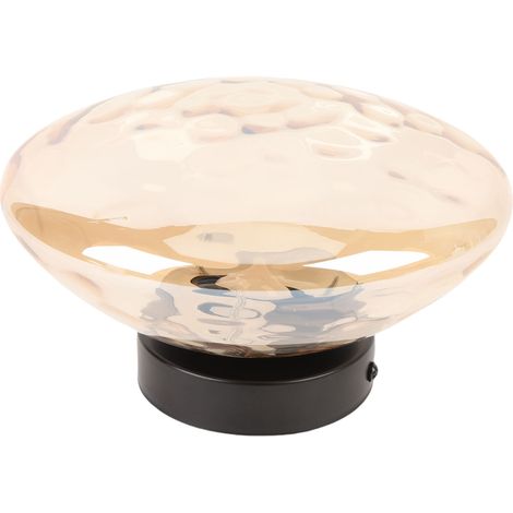 Applique murale minimaliste moderne, lumière chaude 3000K, verre et fer ondulé, forme ronde, idéale pour une chambre, un salon ou un couloir, finition bronze antique. (1/5)
