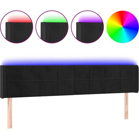 Maison Exclusive - Cabecero con LED de terciopelo negro 203x16x78 (1/5)