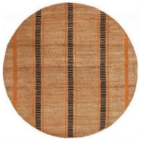 Tapis Rond en Jute et Coton Ocre à Lignes Graphiques pour Salon et Chambre Ø 160 cm - PANGIVO (1/4)