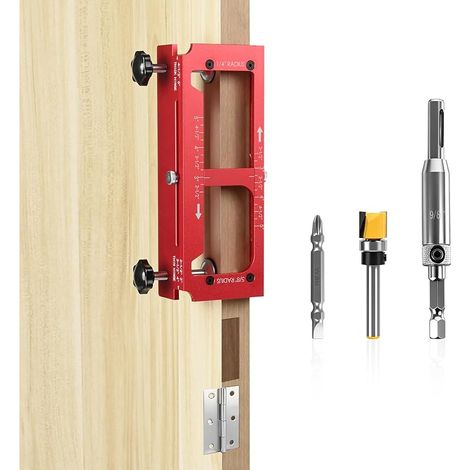 Gabarit de charnière de porte pour routeur, kit de mortaise de charnière réglable pour porte et armoire, modèle de toupie en alliage d'aluminium avec positionneur, outil d'installation de (1/5)