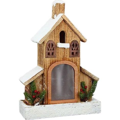 Maison en bois Flamme 21LED 33cm - SILUMEN