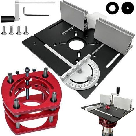 Kit défonceuse Sur Table Aluminium, 65 mm De DiamèTre Défonceuse Sous Table Routeur Lift, Table Défonceuse Kit pour Rainures Et Bordures De Table (Aluminium) (1/5)
