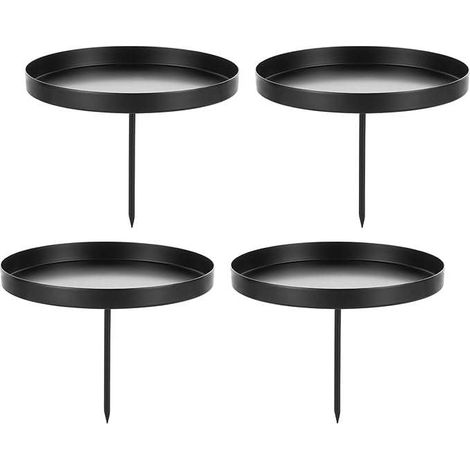 Portacandele senza perno, da piantare, nero, 10 cm, in metallo, 4 pezzi.