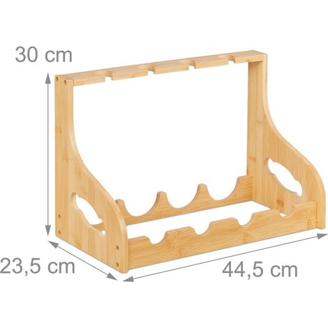Botellero soporte para botellas 4 botellas almacenamiento horizontal práctico estilo natural en bambú claro 130016896 (1/3)