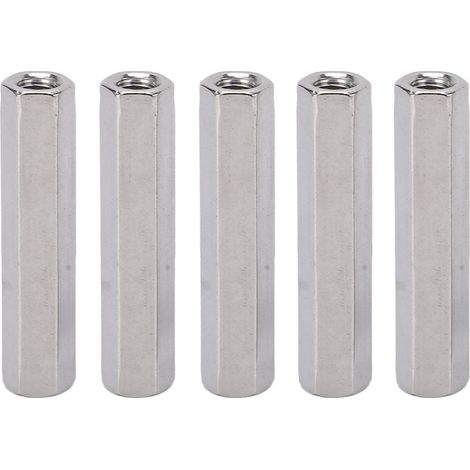 Lot de 5 écrous de raccordement hexagonaux en acier inoxydable M8 pour boulon à tige filetée, couleur argent (1/5)