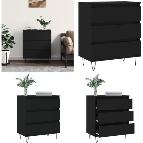 Sideboard Schwarz 60x35x70 cm Holzwerkstoff - Holzwerkstoff - Beistelltisch (1/5)