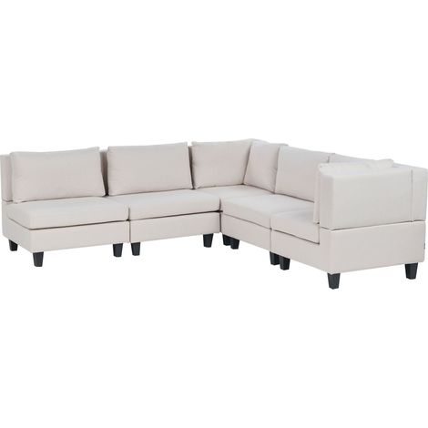 Divano ad angolo modulare 5 posti tessuto beige chiaro lato sinistro Unstad