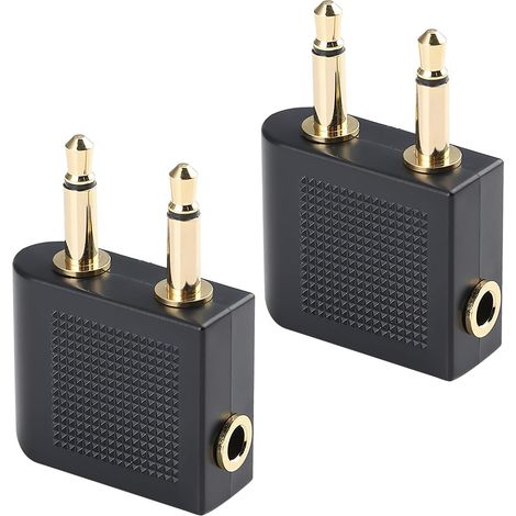 2 Pièces Adaptateur Jack, Connecteur Plaqué Or, Double Prise 3,5mm, Pour Système Divertissement Vol (1/5)