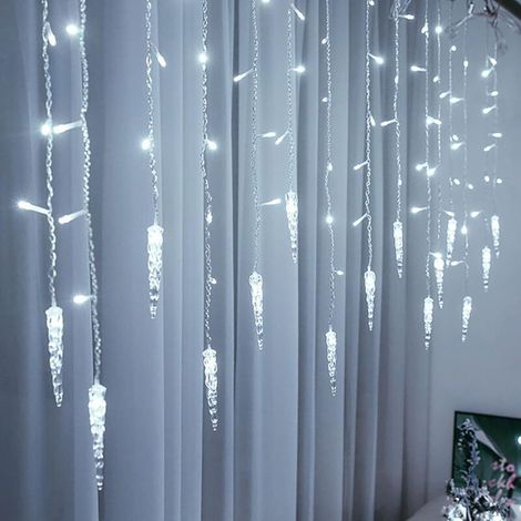Rideau lumineux LED en forme de glaçon – 8 modes – pour maison, église, mariage, anniversaire (glaçon – blanc froid) (1/5)