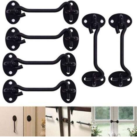 Lot de 6 loquets de porte de grange en acier inoxydable robuste avec vis de montage, crochets de cabine et loquet pour fenêtre, porte coulissante, chambre à coucher (1/4)