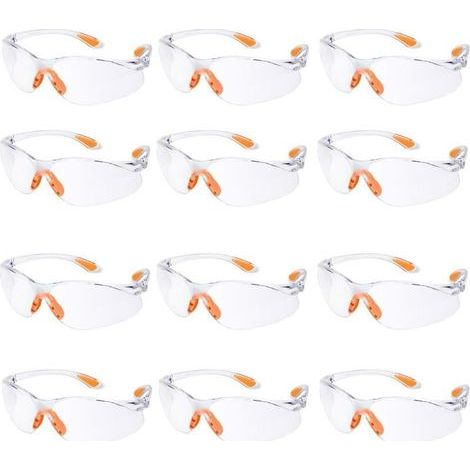 Lot de 12 Lunette de Sécurité Lunettes de Protection Travail avec Lentilles Transparentes Anti-Buée Lunette Protection pour Jardin Laboratoire Chimie.. (1/3)
