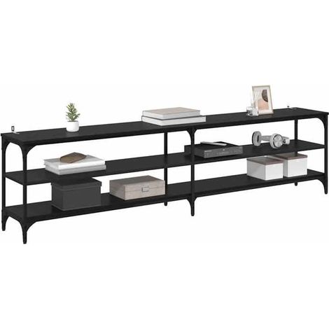 881293 Meuble TV Chêne noir 200 x 30 x 50 cm Bois d'ingénierie et fer (1/5)