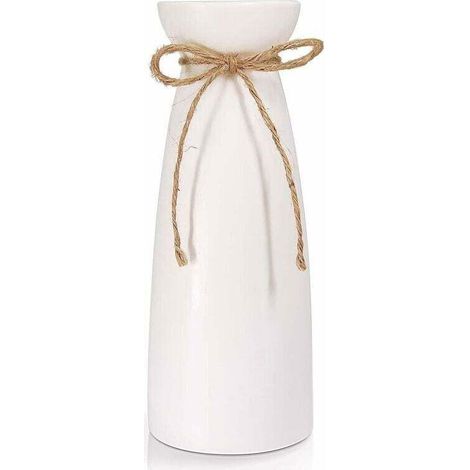 Vase en Céramique, Grand Vase à Fleurs Blanc, Décoration Vase de Table Moderne, Vase Décoratif de Haute Qualité, pour Maison, Fête, Centre de Table de Mariage(23cm)