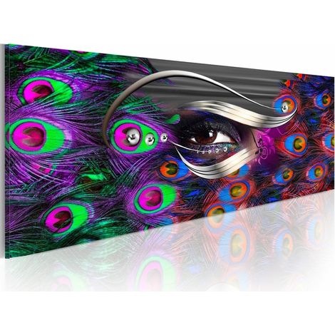 Tableau panoramique - faux oeil de paon - 120 x 40 cm (1/4)