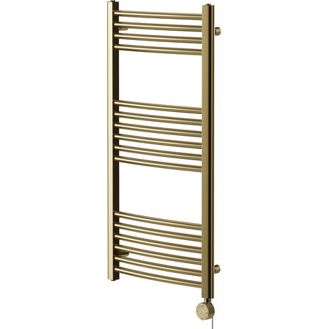Marco Colore Brushed Brass 1000mm x 500mm Curved Digital Thermostatic Electric Heated Towel Rail (1/5)