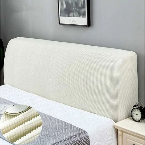 White Stretch Headboard Cover Bed Headboard Slipcover Elastic Protector All-Inclusive Design for Bedroom Decoration White 150cm(59"-67" Headboard) (1/5)