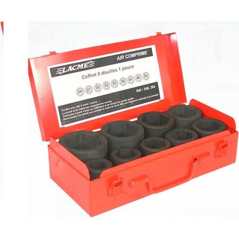 Lacme - Coffret 9 douilles 1 chrome pro/ind