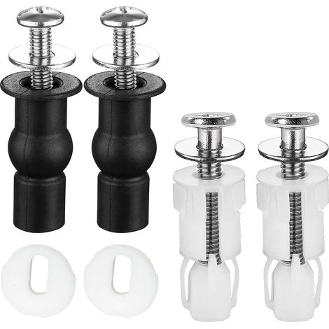 Tornillos de fijación para asiento de inodoro, 4 tornillos de expansión para asiento de inodoro, aptos para agujeros ciegos en inodoros, repuestos para fijaciones de bisagras de inodoro. (1/5)
