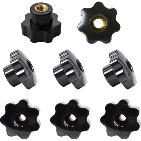 8 Pièces - Bouton De Serrage - Écrou Étoile M8 - Filetage Intérieur Femelle - Pour Réglage Manuel Machine Outil - Noir - M8 x 40mm