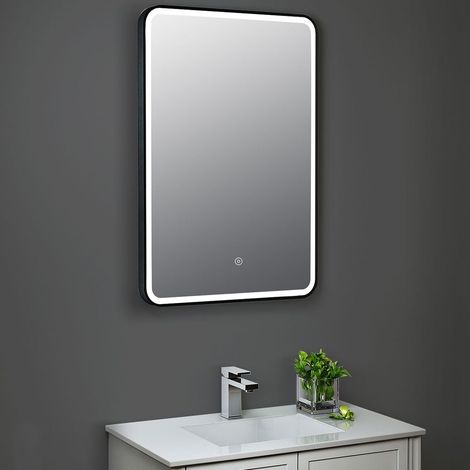 Hudson Reed Hydrus Black Framed LED Touch Sensor Bathroom Mirror 700mm H x 500mm W (1/5)